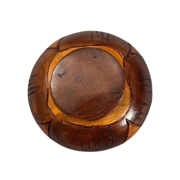 Set of 5 Hand Carved Wooden Salad Bowls Floral Pattern Decorative Rustic - Picture 9 of 10